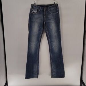 Cowgirl Tuff Don't Fence Me In Denim Jeans Size 28 Stretch Mid Rise